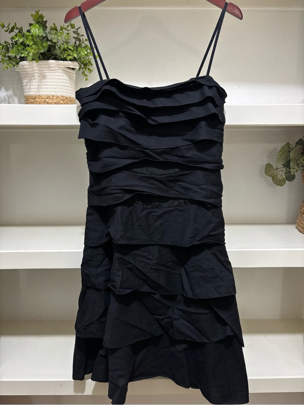 Black Ruffled Spaghetti Strap Dress